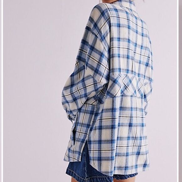 Free People We the Free Wind River Plaid Flannel Pullover Shirt Castaway Combo - Picture 2 of 7